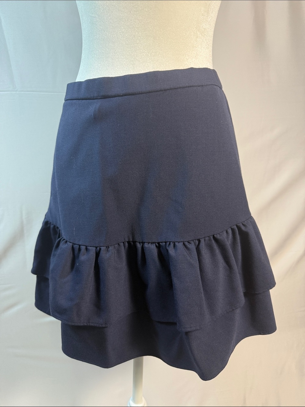 J. Crew Navy Tiered Ruffle Mini Skirt